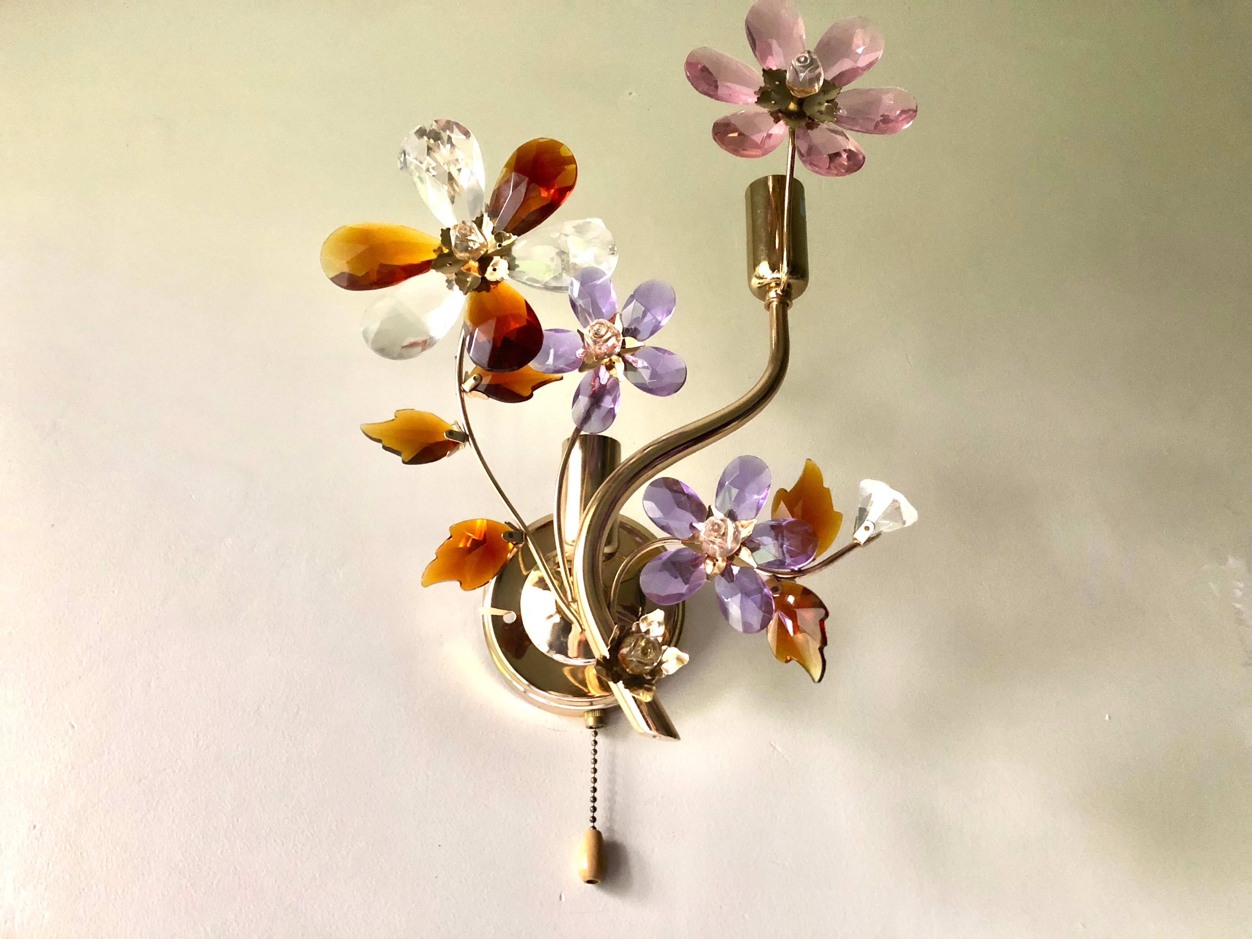 Large wall lamp flowers glass Murano 1970