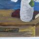 Peinture à l'huile vintage française de fleurs signée EC