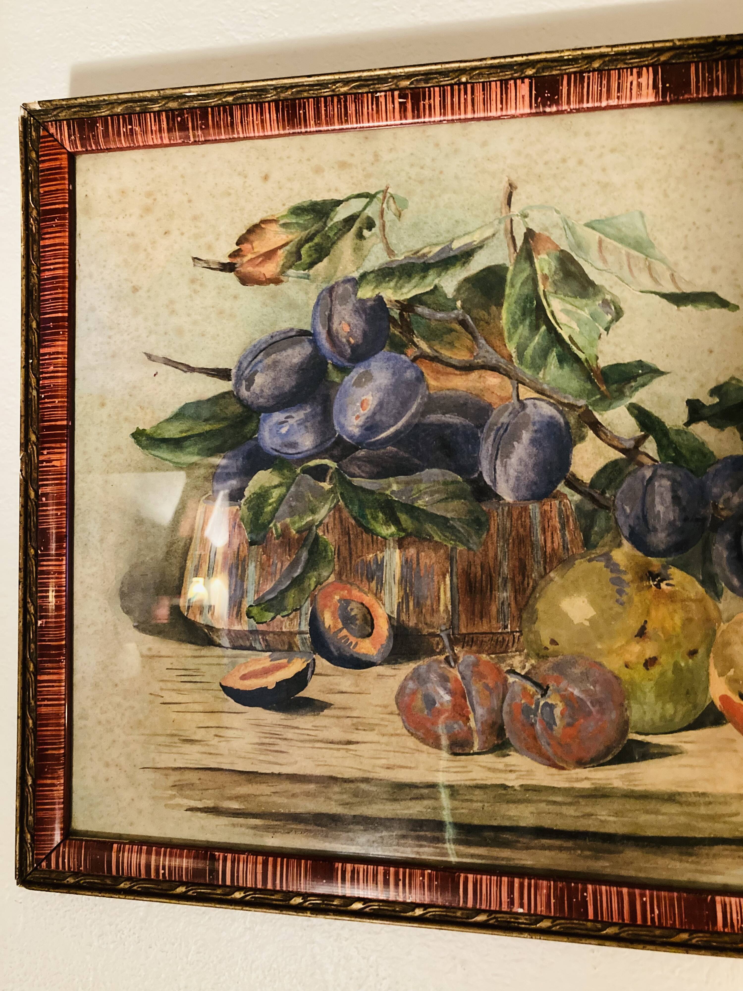 Watercolor still life fruits