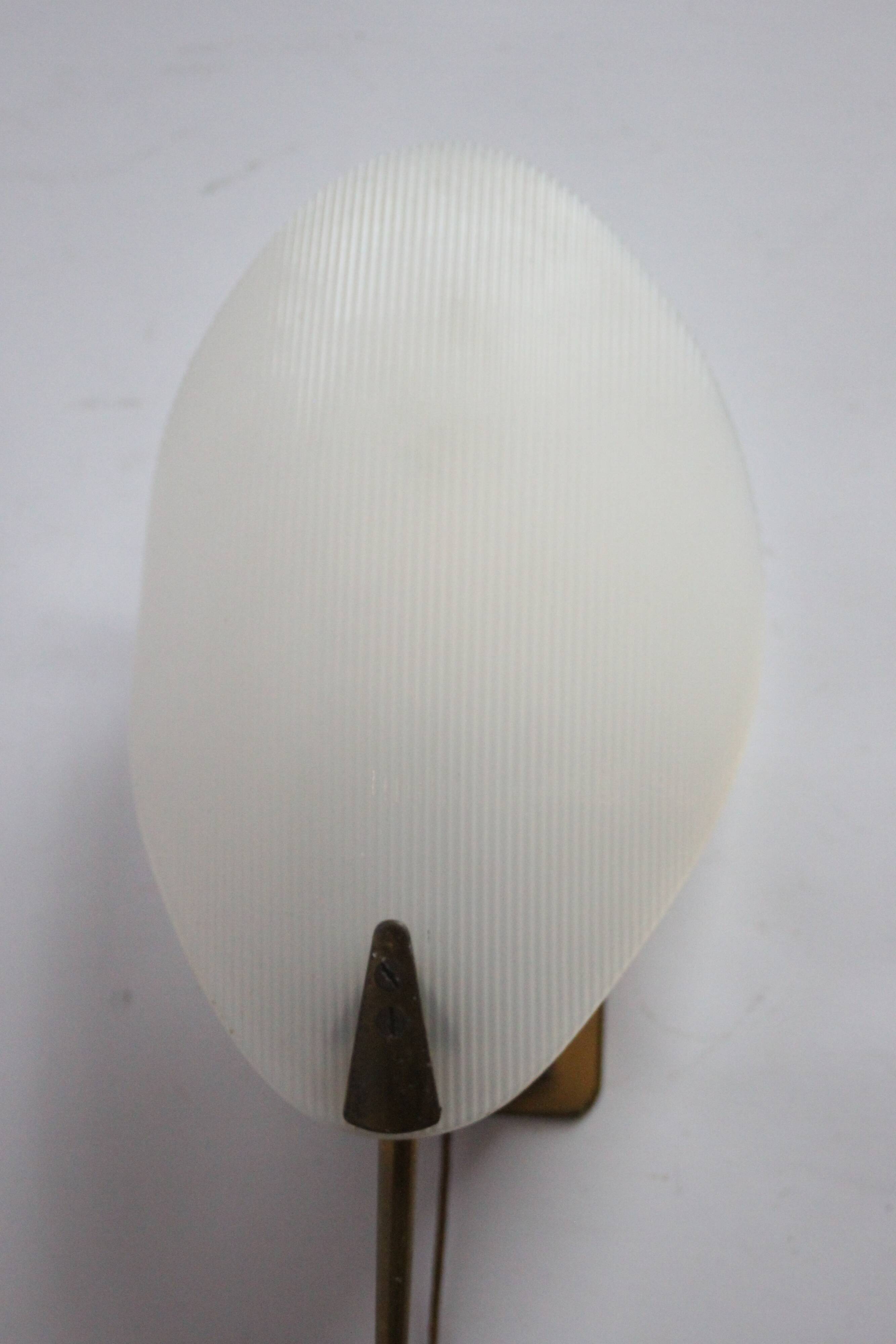 1950S leaf shaped brass and acrylic wall sconces