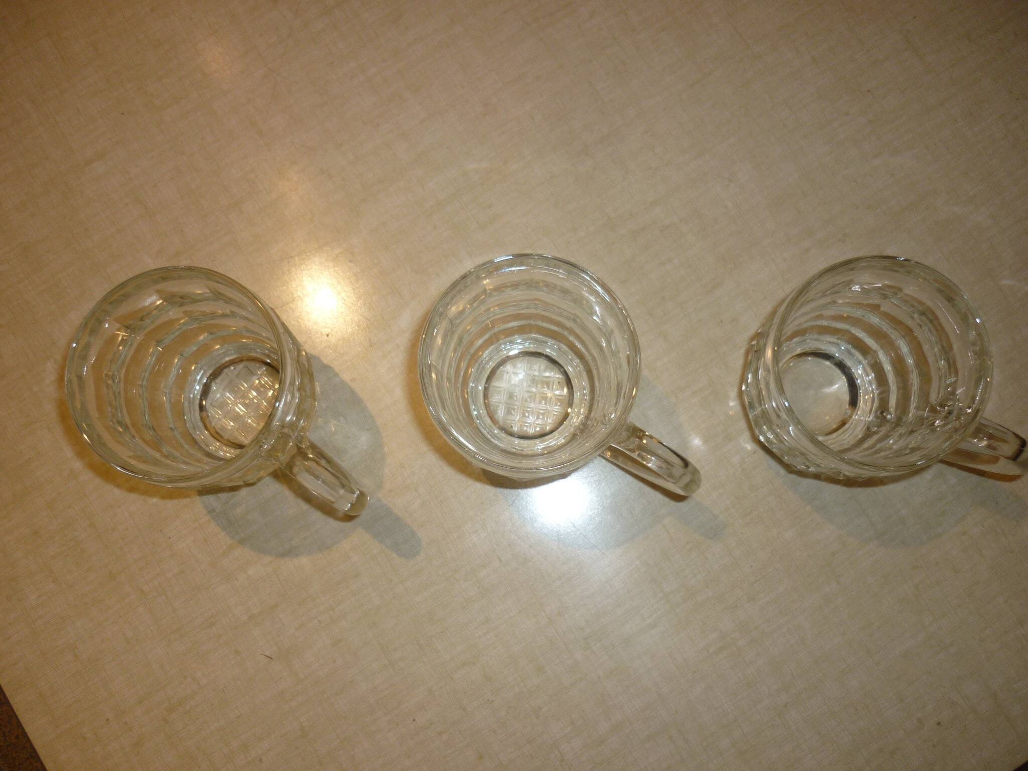 Set of 3 small glass beer mugs/glasses