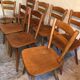 Set of 8 vintage beech chairs compass feet 1960's