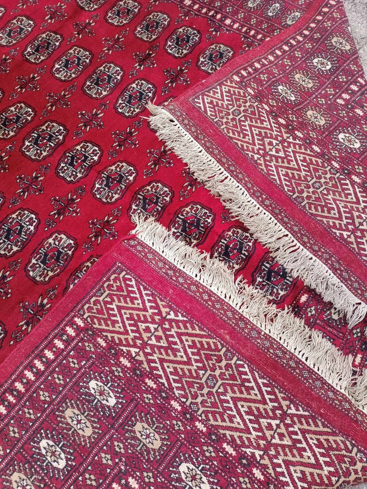 Old Afghan carpet in wool – hand-knotted – tribal patterns – 293 × 186 cm