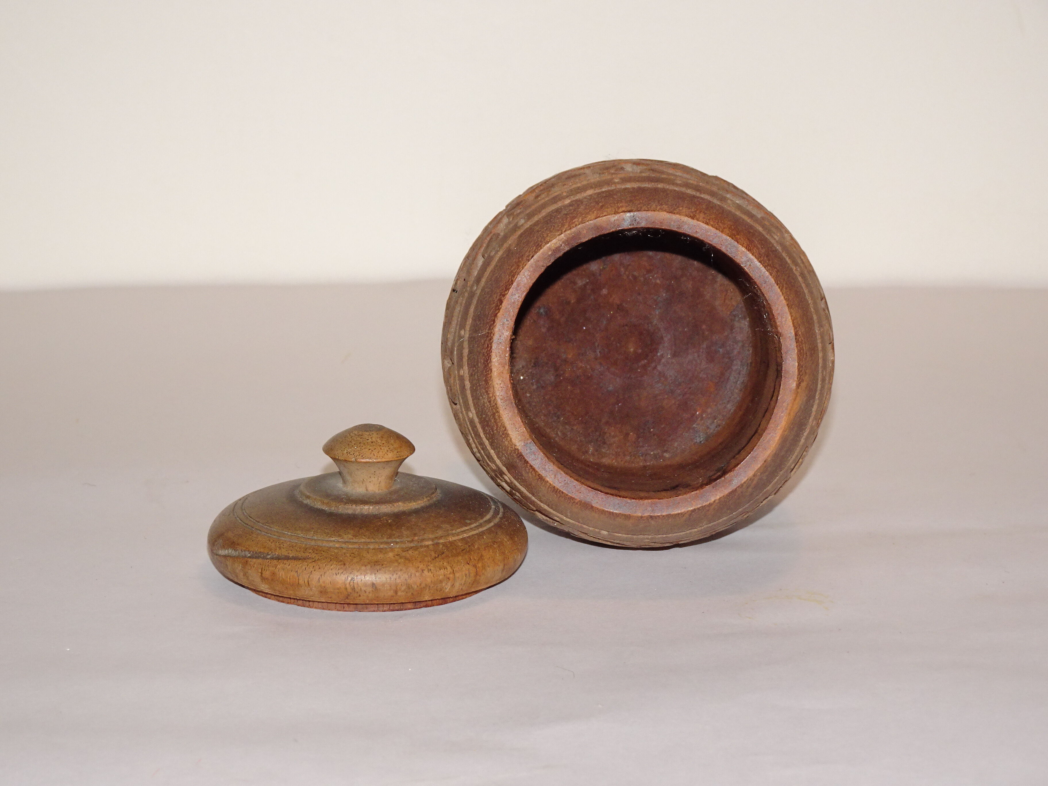 Indian wood box in round shape