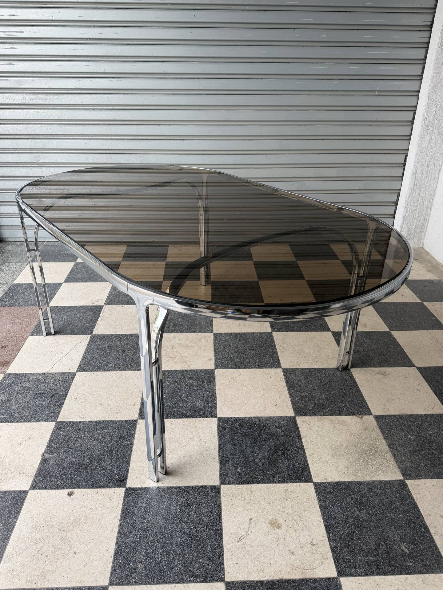 Vintage glass and chrome table