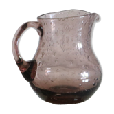 Pot à lait, crémier, Biot en verre bullé, fabrication artisanale, violine, vintage