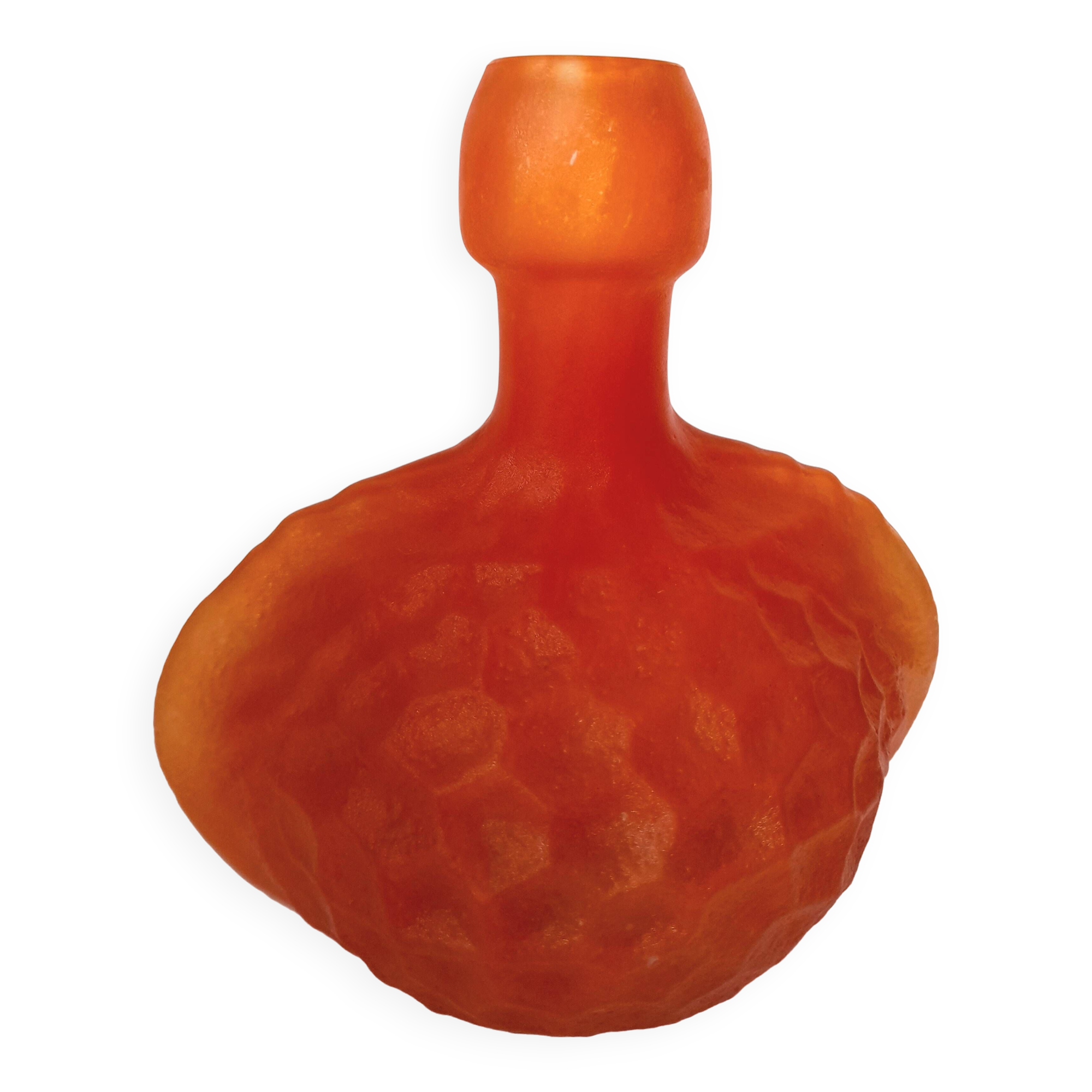 Art Nouveau Orange Glass Paste Coloquinte Vase