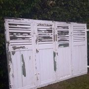 Volets 4 vantaux H148xL245cm persiennes chêne anciens paire 1