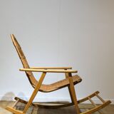 Wicker and wood rocking chair