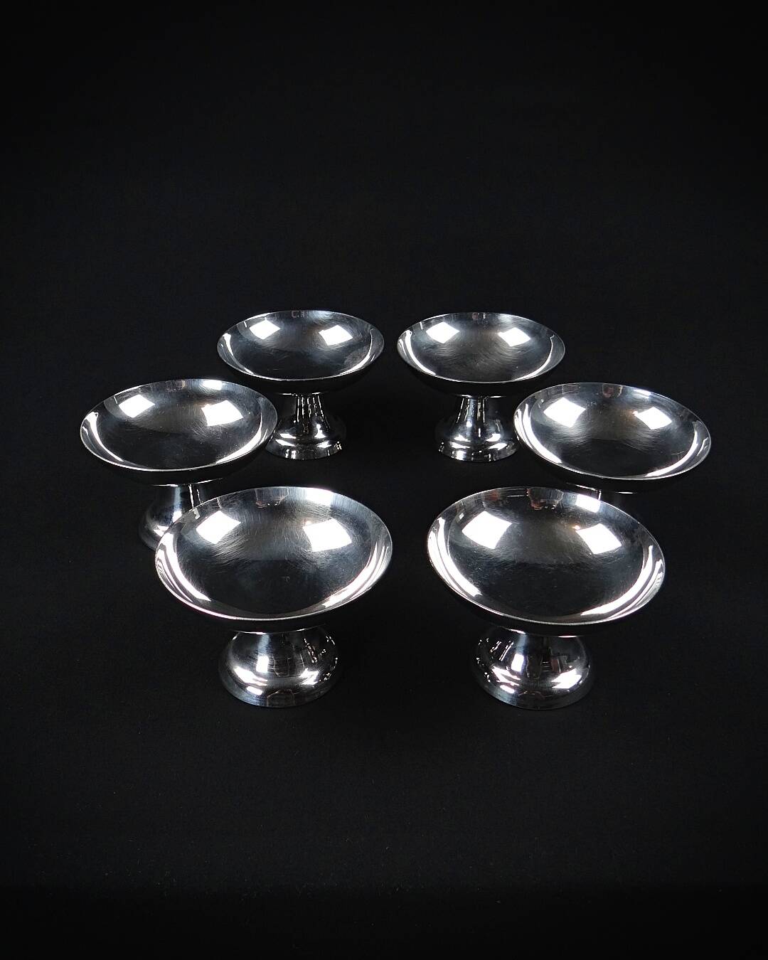 6 stainless steel ice cream bowls on foot stainless steel dessert service