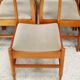 5 wooden chairs tapered base, circa 1975.
