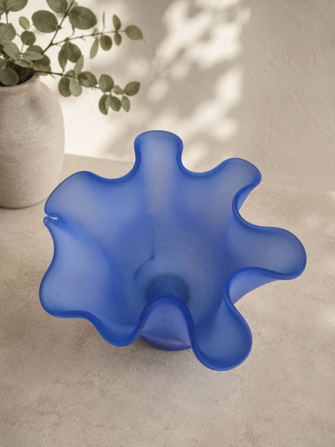 Cobalt blue blown glass vase