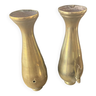 pair of small brass vases