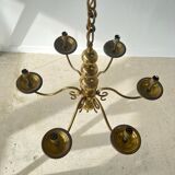 Small golden Dutch chandelier with 6 arms of light