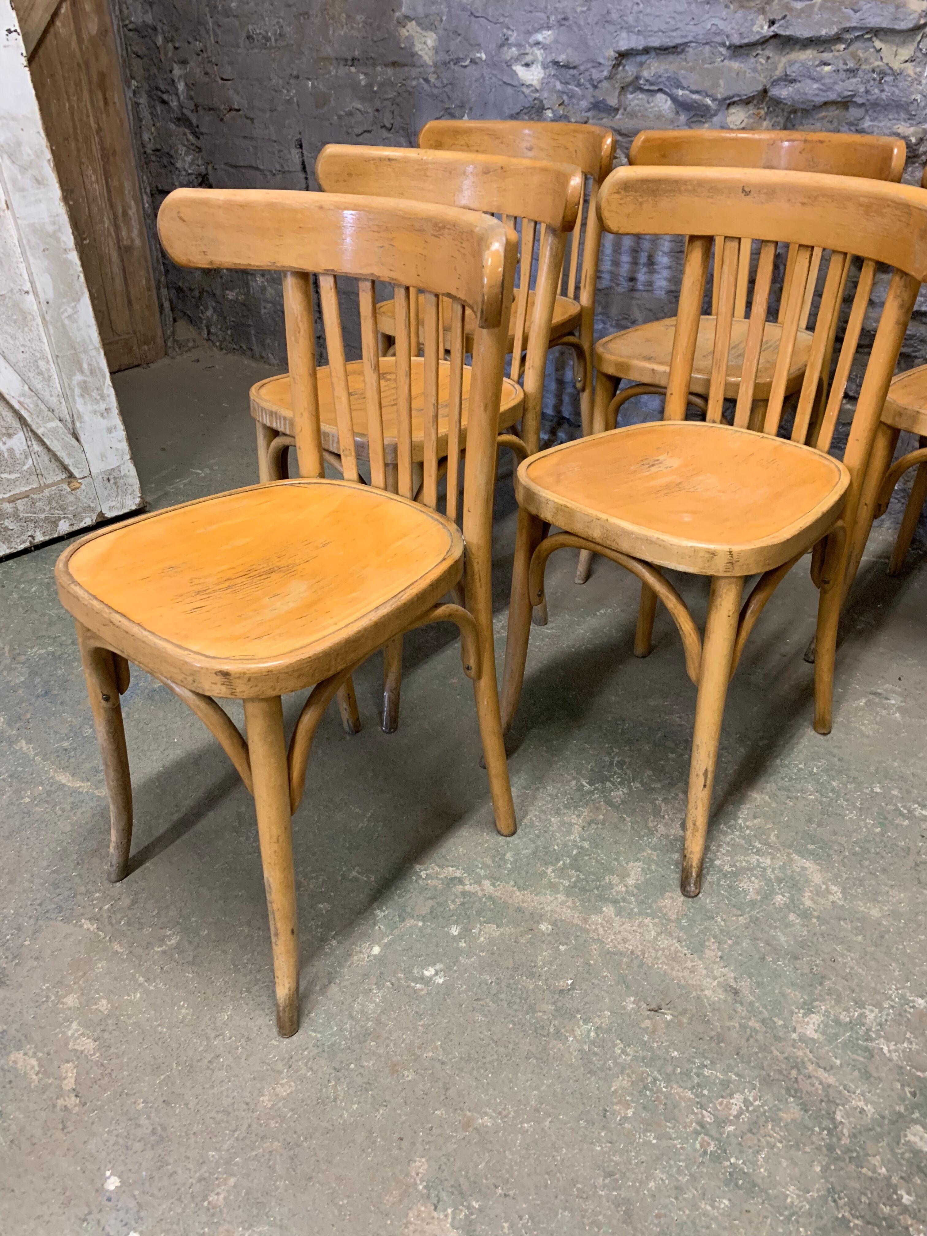 Suite of 6 old bistro chairs from the 1960