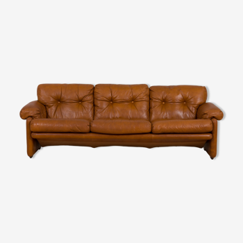 Coronado sofa in brown leather by Tobia Scarpa for C&B Italia, 1960s