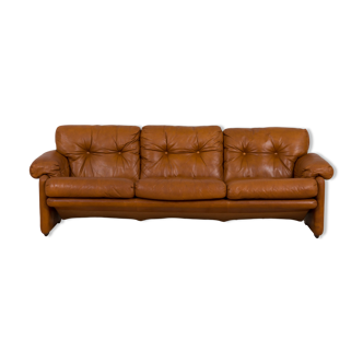 Coronado sofa in brown leather by Tobia Scarpa for C&B Italia, 1960s