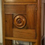 Solid oak display cabinet in the style of Charles Dudouyt, 1950s
