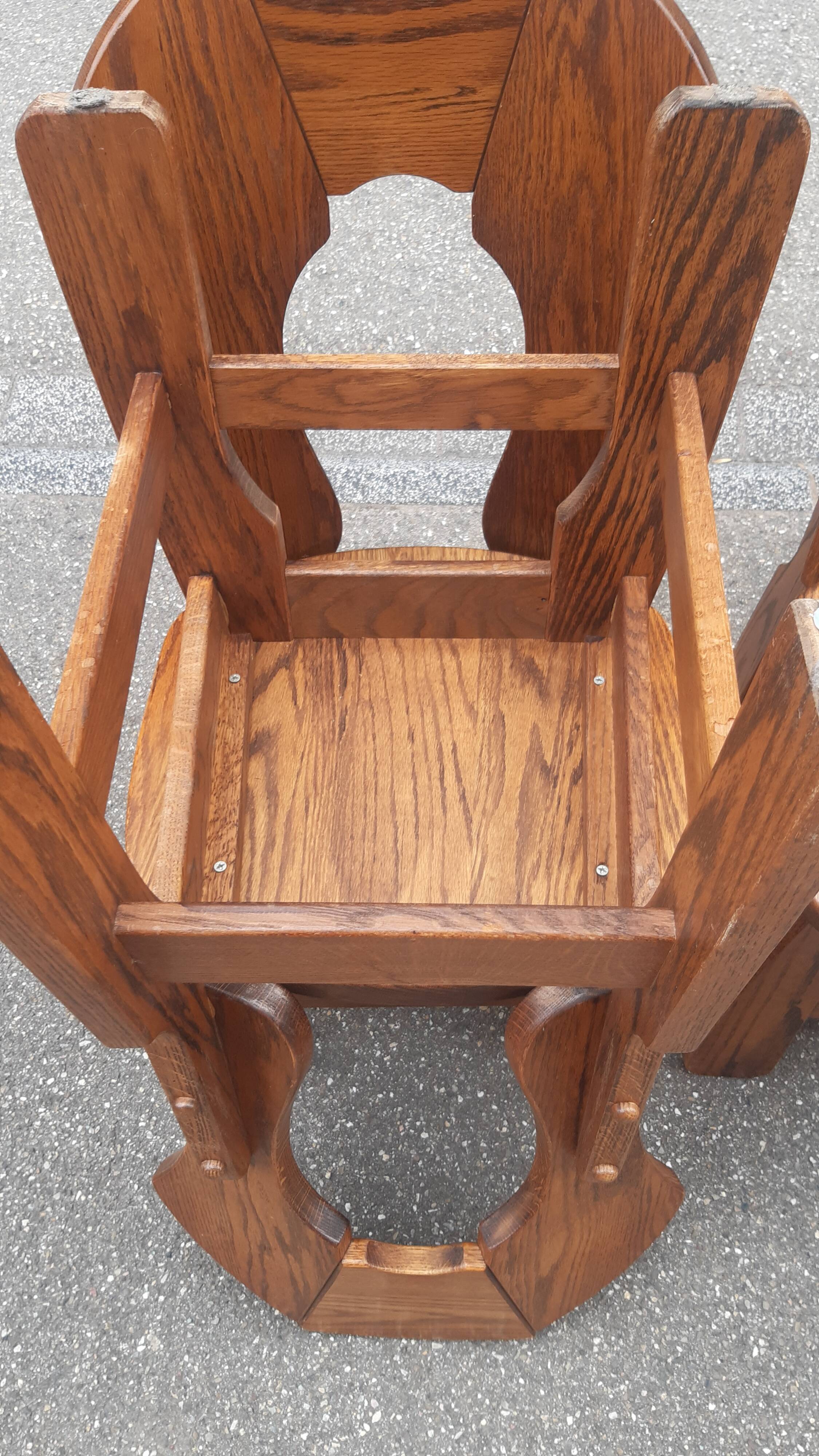 Brutalist chairs in solid oak mountain chalet decor