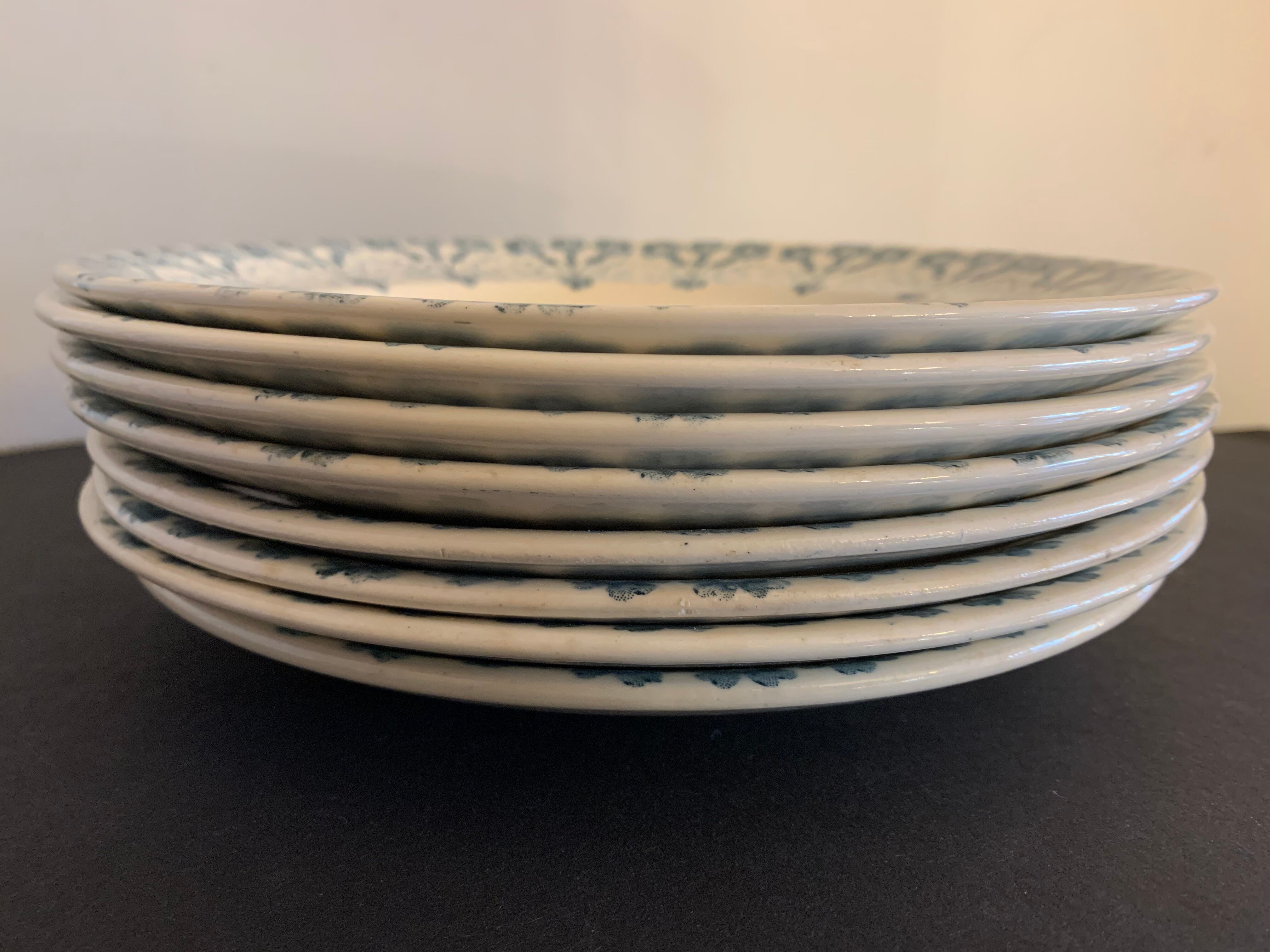 8 old blue blue longwy flat plates 1900 priming model