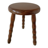 Tripod stool. Twisted feet turned by hand.