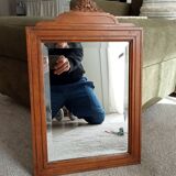 Art Deco beveled mirror in solid oak 50.5*33