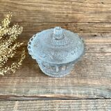 Vintage chiseled glass sugar bowl