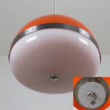 Large Italian pendant light (diameter 50 cm) orange and white Space Age 1960s