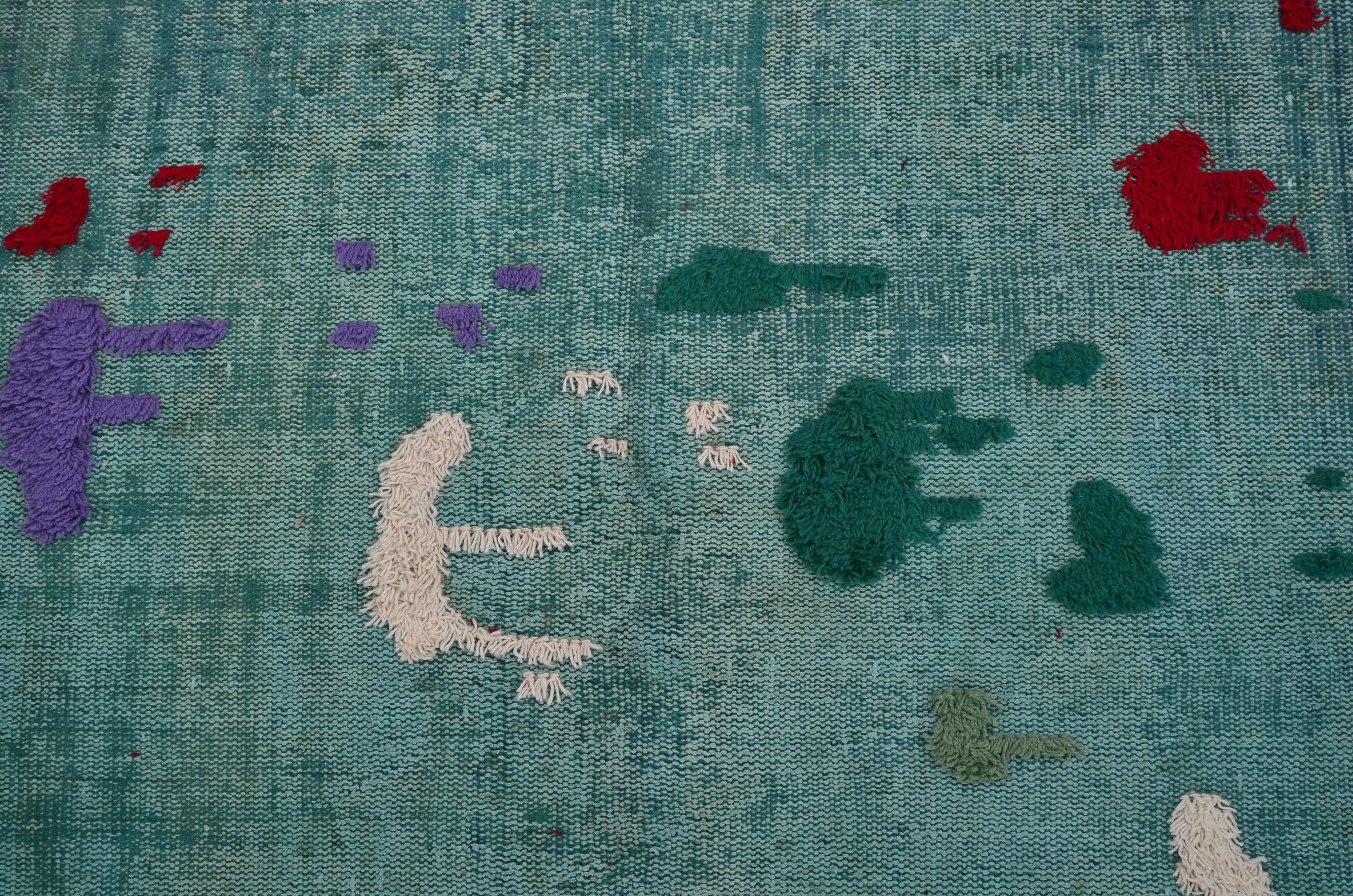 One Kind Unique Vintage Wool Carpet