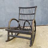 Rocking-chair en rotin noir