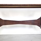 Midcentury Italian Oblong Marble Effect Table With Wood Base.