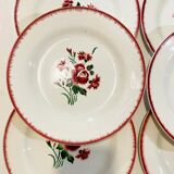 8 plates faience bordeaux-collection bouquet fleuri - digoin sarreguemines -retro-cuisine-vintage