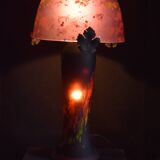 Marbled glass mushroom lamp