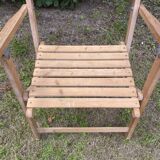 Folding wooden slatted garden chair