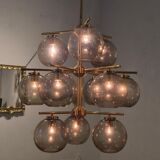 Holger Johansson, brass and grey glass chandelier, The Modern Scandinavian