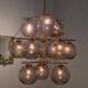 Holger Johansson, brass and grey glass chandelier, The Modern Scandinavian
