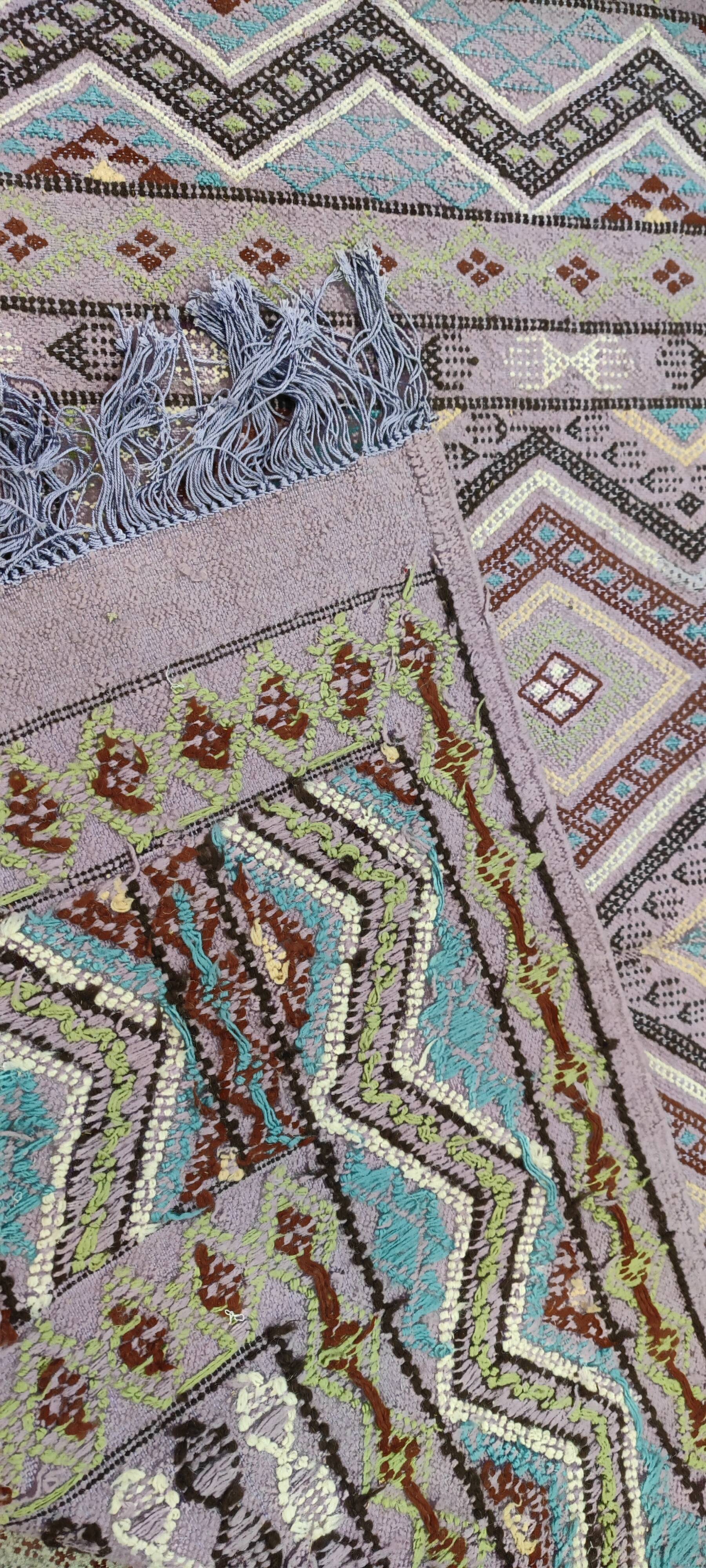 Handmade margoum rug in natural wool