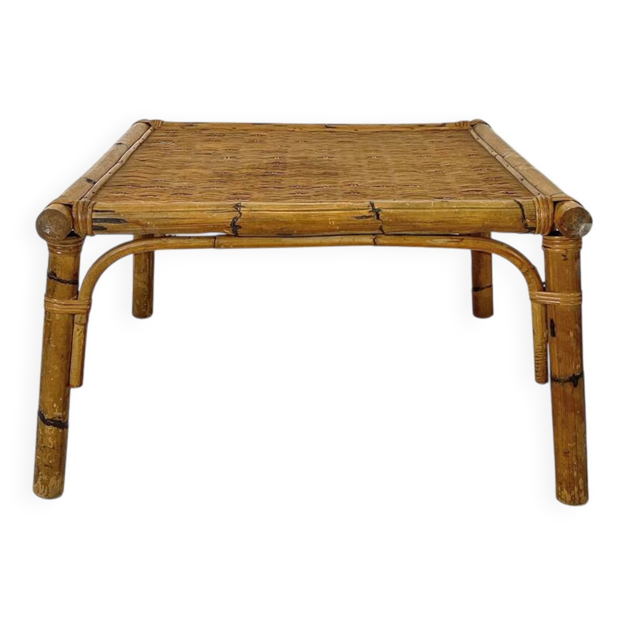 70's rattan coffee table