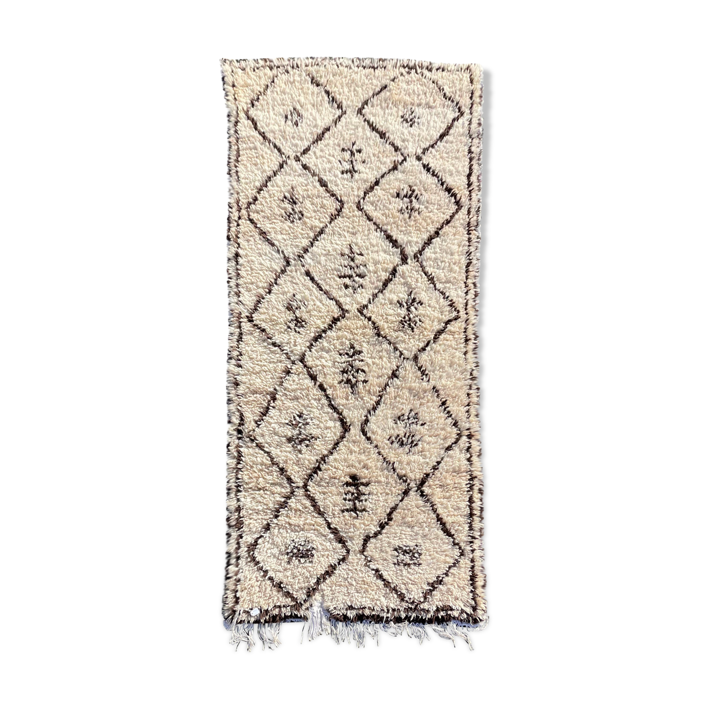 Moroccan berber carpet beni ouarain wool 90x195 cm
