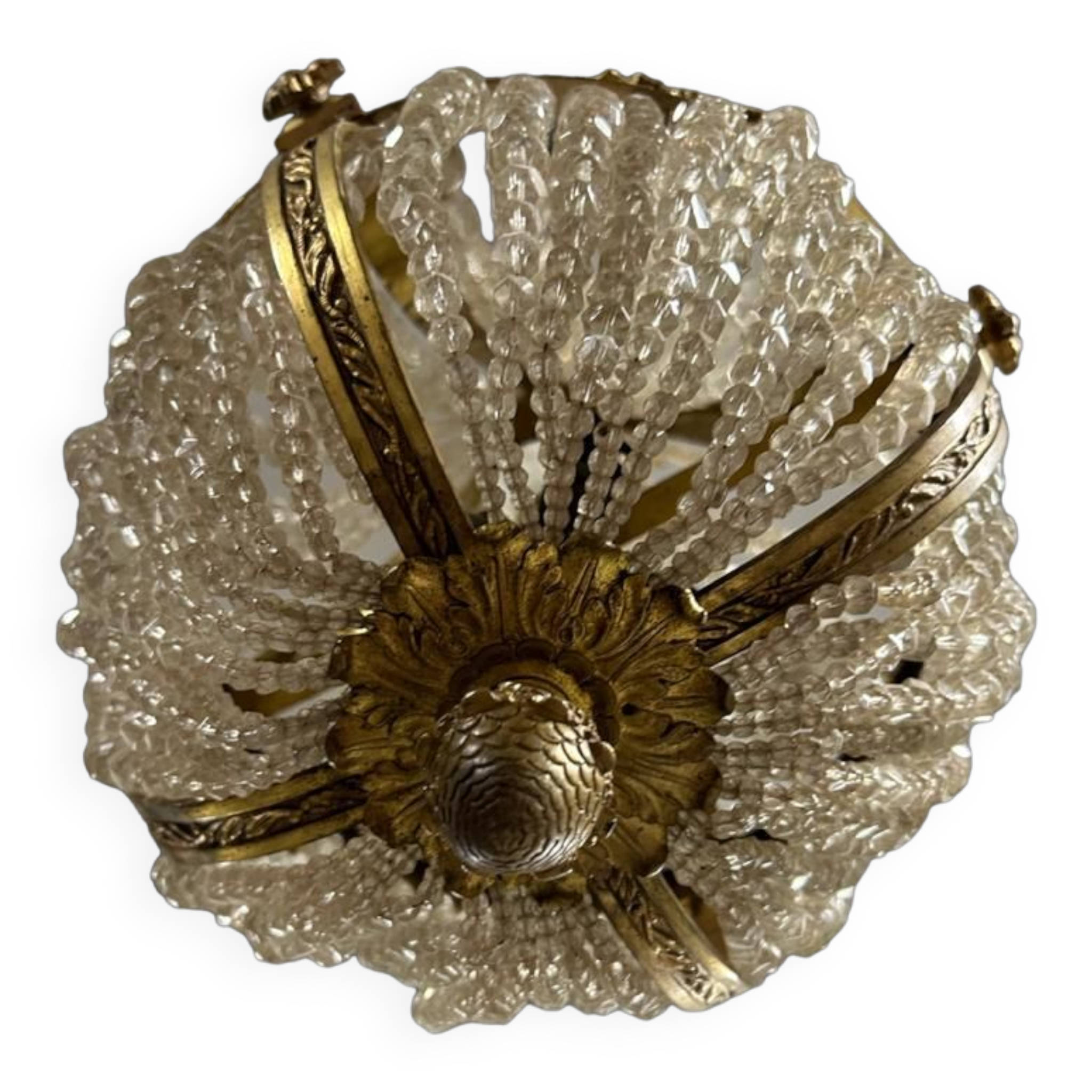 Hot air balloon chandelier in gilded bronze Louis XVI style of Napoleon III period