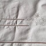 Antique hand embroidered linen 1 sheet 2 pillowcases 1 bolster cover