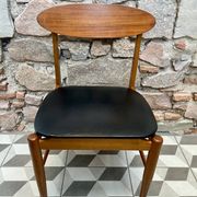 Chaise scandinave années 60 Skaï noir