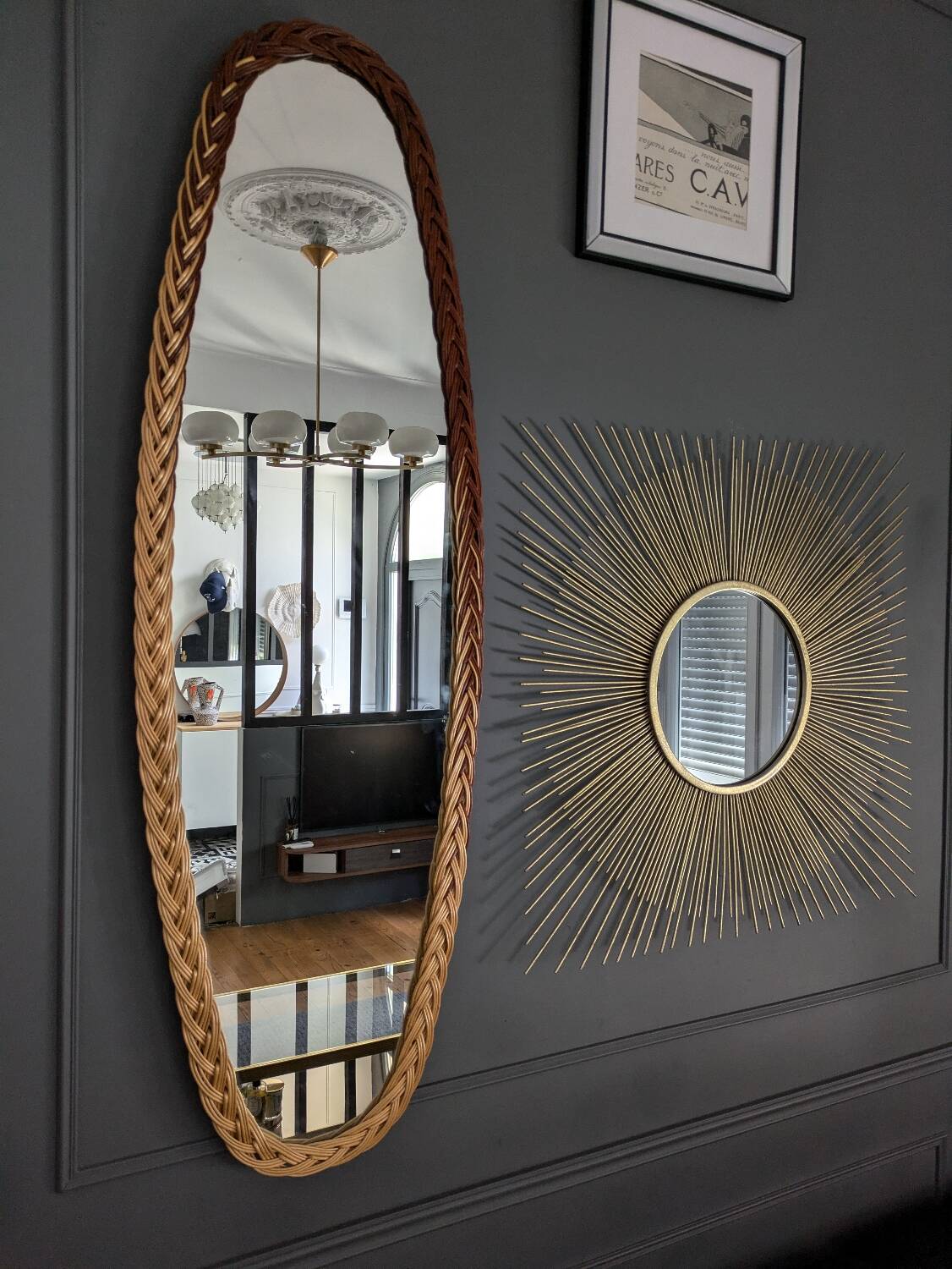 Large rattan mirror 60'