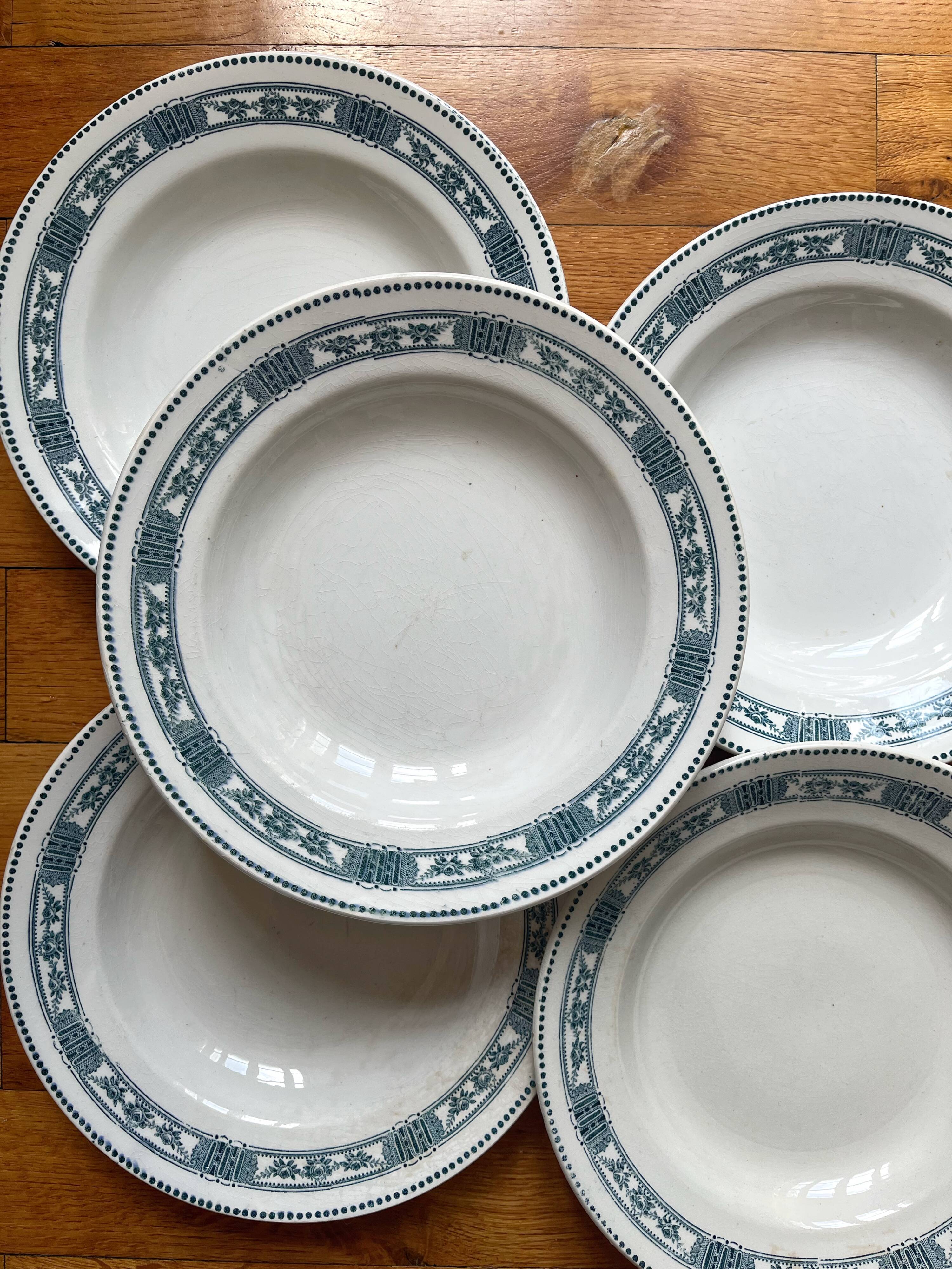 5 Pasteur Moulin des Loups & Hamage ironstone soup plates