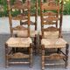 Set of 5 or 4 chic rustic traditional dining chairs with rush seats.