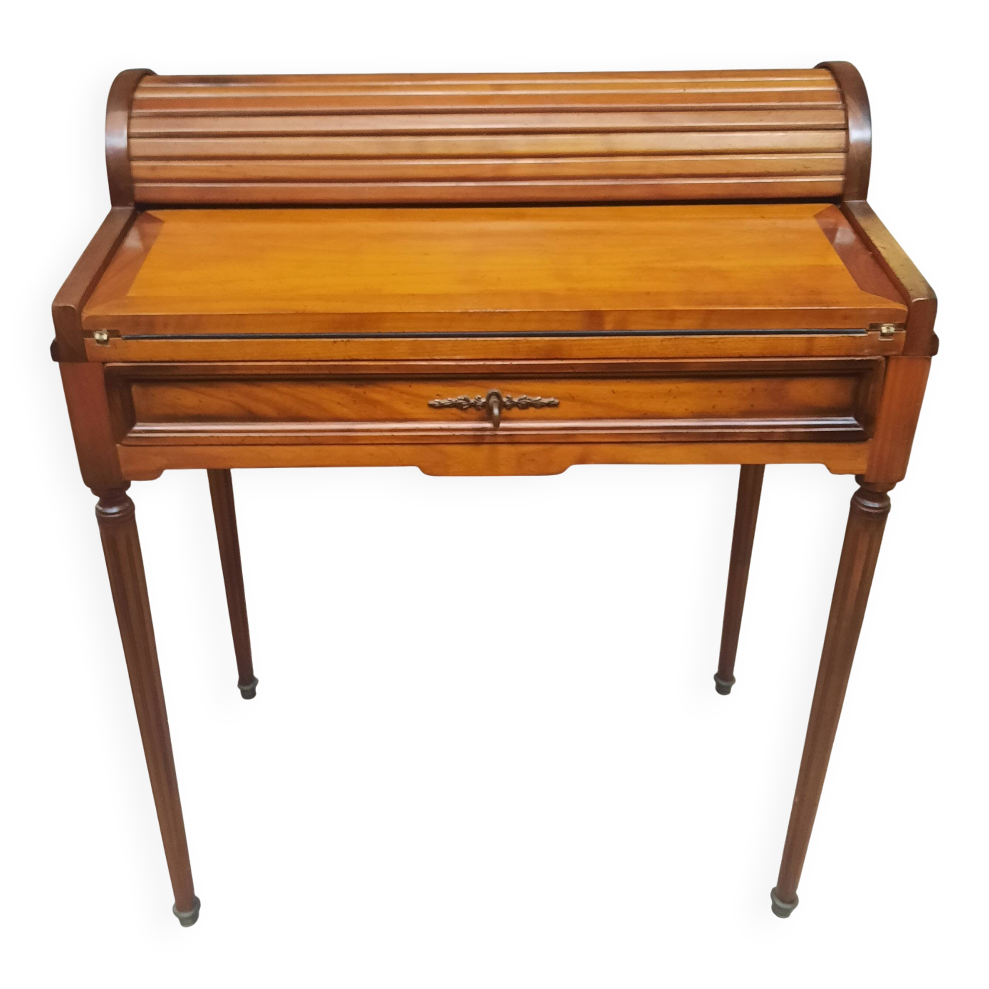 Louis XVI style cylinder desk in cherry wood