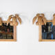 Illuminated rattan mirror 100x80cm