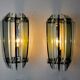 Pair of veca bicolor wall lamps, green murano glass, italy 1970