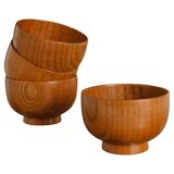 Mid-Century Modern Teak Wood Bowls, Sweden, Set of 4