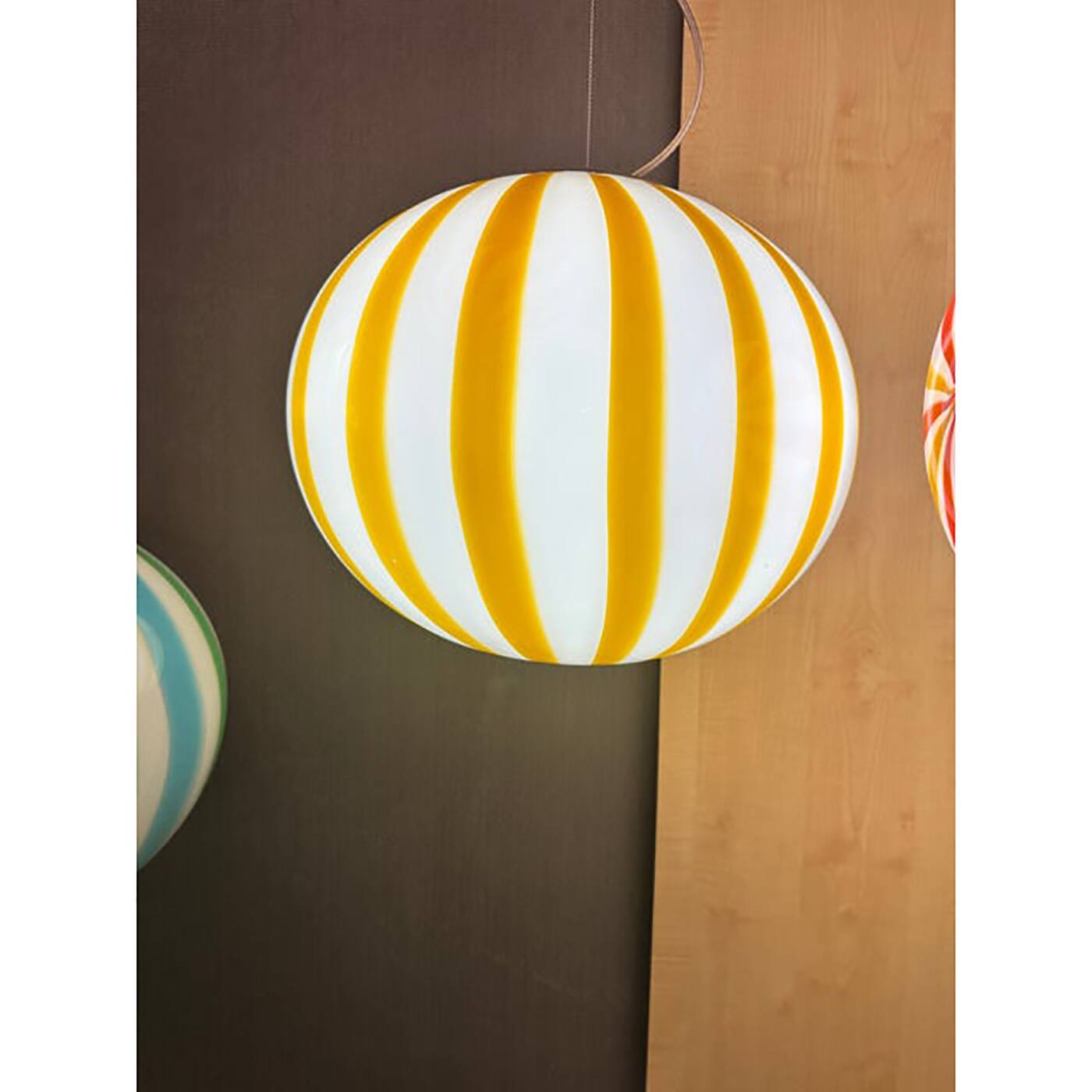 Italian Glass Swirling Multicolors Pendant Sphere